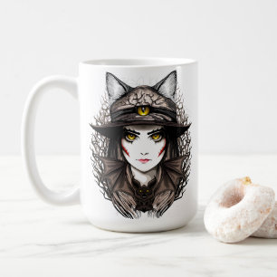 Witch Cat Halloween Creepy Cute Portrait Coffee Mug