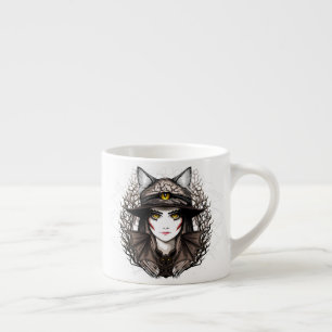 Witch Cat Halloween Creepy Cute Portrait Espresso Cup