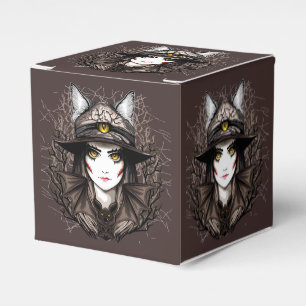 Witch Cat Halloween Creepy Cute Portrait Favor Boxes