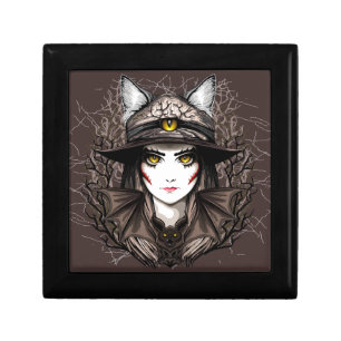 Witch Cat Halloween Creepy Cute Portrait Gift Box