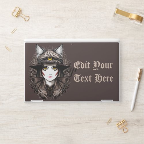 Witch Cat Halloween Creepy Cute Portrait HP Laptop Skin