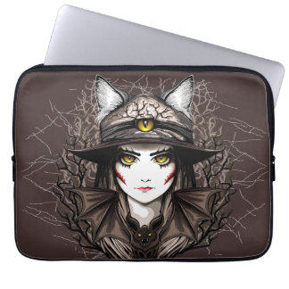 Witch Cat Halloween Creepy Cute Portrait Laptop Sleeve