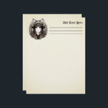 Witch Cat Halloween Creepy Cute Portrait Letterhead<br><div class="desc">Creepy Cute young Cat Witch with Third Eye,  an evil Bat as necklace,  and a dead trees and cracks background. Weird Emo Girl costume for Halloween Holidays. Vector illustration copyright BluedarkArt TheChameleonArt.</div>