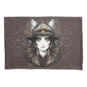 Witch Cat Halloween Creepy Cute Portrait Pillow Case