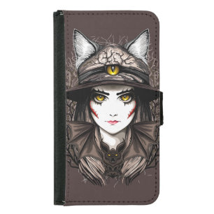 Witch Cat Halloween Creepy Cute Portrait Samsung Galaxy S5 Wallet Case