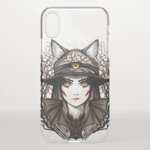 Witch Cat Halloween Creepy Cute Portrait iPhone X Case