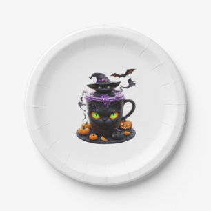 Witch Cat Halloween Latte – Creepy Cute Coffee wit Paper Plates
