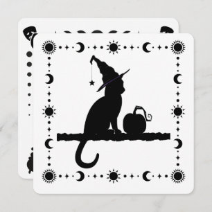 Witch Cat Halloween Party Invitation