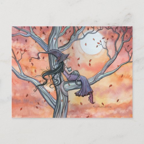 Witch Cat Halloween Postcard by Molly Harrison