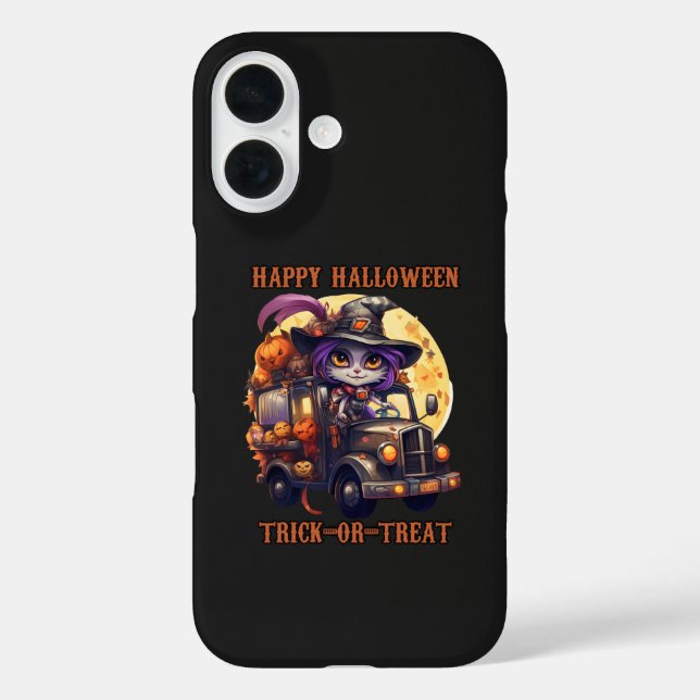 Witch Cat Halloween Trucker Kids Spooky Festive Ri Case-Mate iPhone Case (Back)
