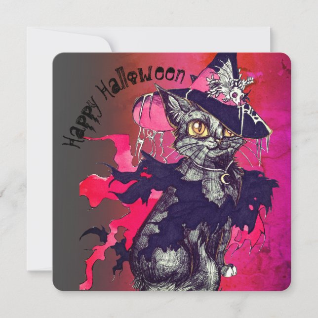 Witch Cat  Invitation (Front)