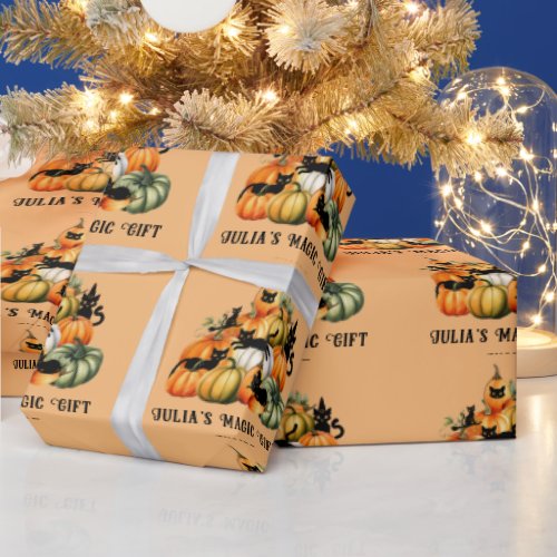 Witch Cat Jack O Lantern Halloween Magic Gifts Wrapping Paper