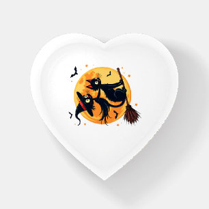 Witch Cat on a Broomstick � Halloween Night Vector Paperweight