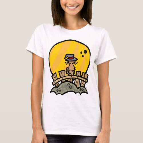 Witch Cat on a Fence T_Shirt