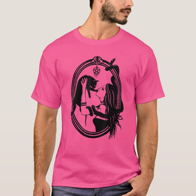 Witch Cat Pagan Gothic Wicca Witchy Cat T-Shirt (Front)