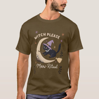 Witch Cat Riding Broomstick in Space Celestial T-S T-Shirt
