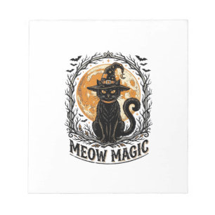 Witch Cat Shirt Vintage Halloween Moon Design_1 Notepad