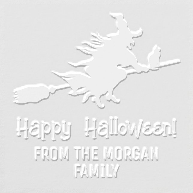 Witch & Cat Silhouette Happy Halloween Name Embosser (Design)