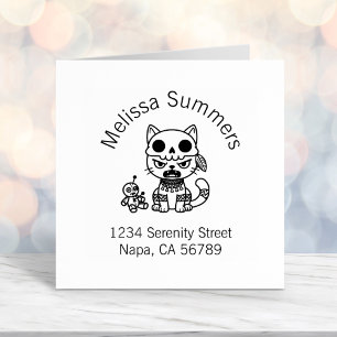 Witch Cat Voodoo Doll Arch Address Self-inking Stamp