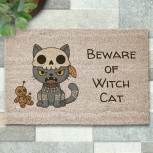 Witch Cat Voodoo Doll Fiber Doormat