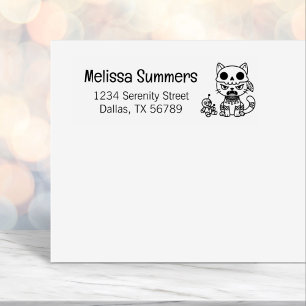 Witch Cat Voodoo Doll Return Address Self-inking Stamp