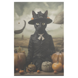 Witch Cat with Pumpkins Gallery Wrap