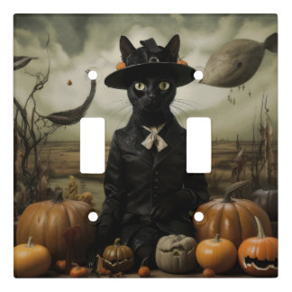 Witch Cat with Pumpkins Light Switch Cover