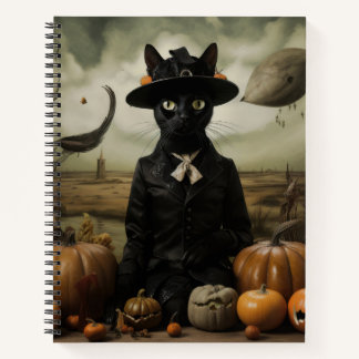 Witch Cat with Pumpkins  Notebook