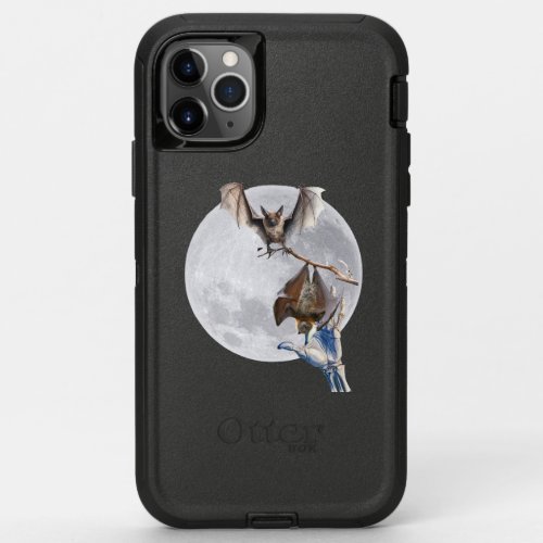 Witch catches bats under the halloween moon OtterBox defender iPhone 11 pro max case