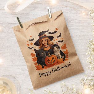 Witch Cats Bats & Pumpkins Halloween Favor Bag