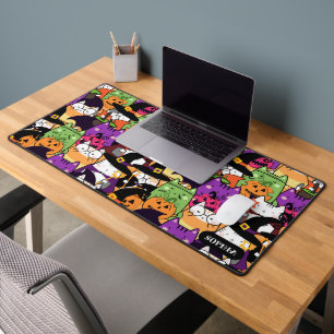 Witch Cats Halloween Bumbkin Funny Cat Desk Mat