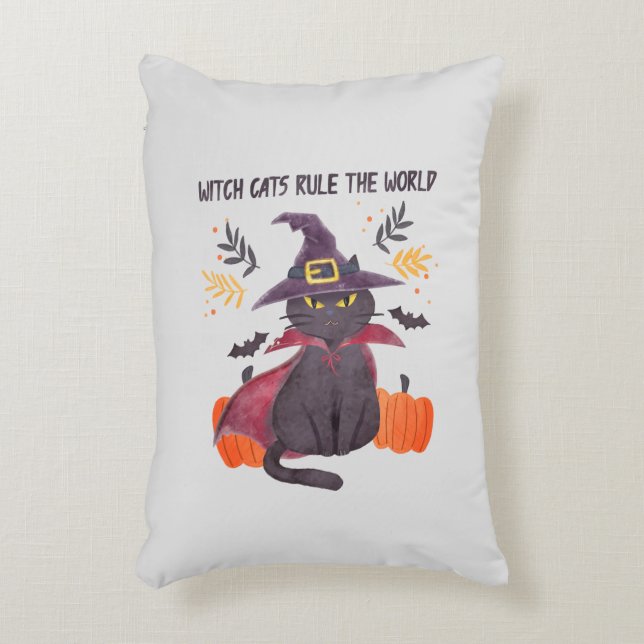 Witch Cats Rule The World – Black Cat Accent Pillow (Front(Vertical))