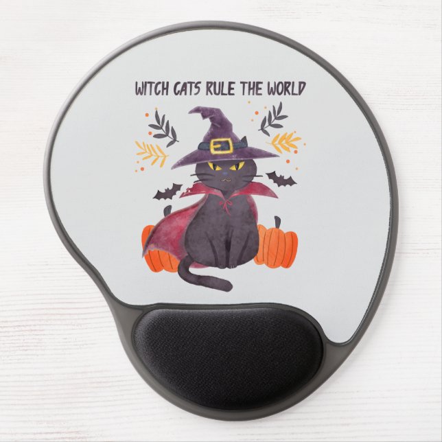Witch Cats Rule The World – Black Cat Gel Mouse Pad (Front)