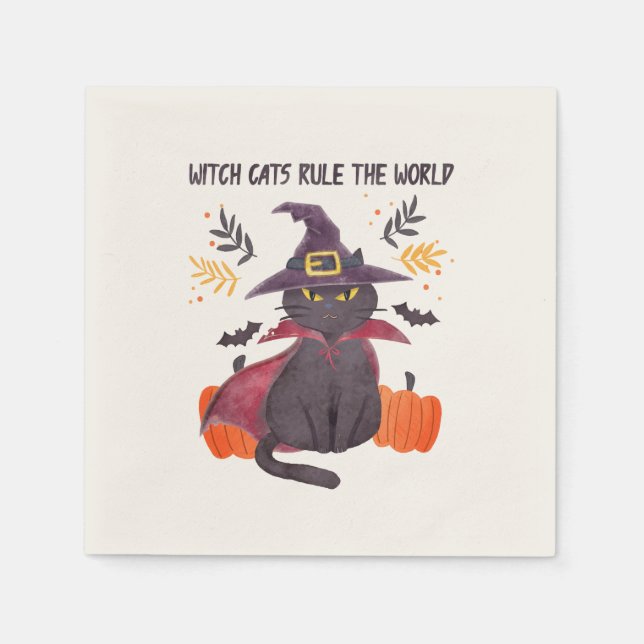 Witch Cats Rule The World – Black Cat Napkins (Front)