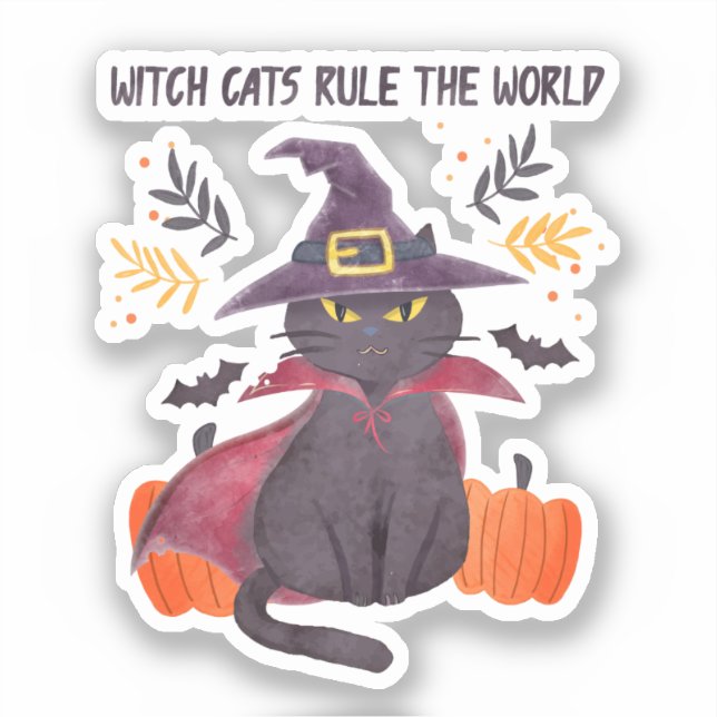 Witch Cats Rule The World – Black Cat Sticker (Front)