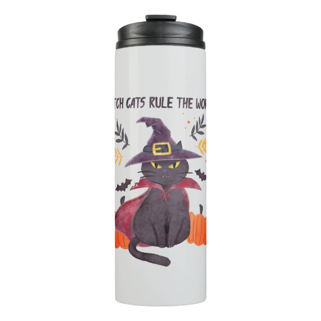 Witch Cats Rule The World – Black Cat Thermal Tumbler (Front)