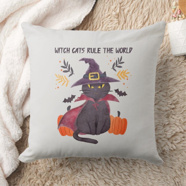Witch Cats Rule The World – Black Cat Throw Pillow (Blanket)