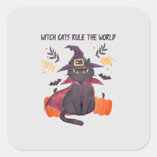Witch Cats Rule The World Square Sticker