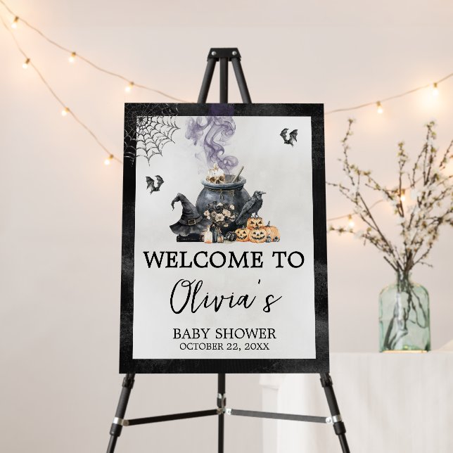 Witch Cauldron Baby is Brewing Baby Welcome Sign (In Situ (Stand))