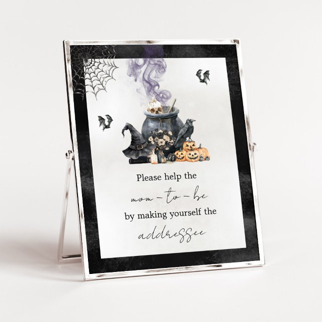 Witch Cauldron Brewing Envelope Station Sign (A Baby is Brewing Halloween Baby Shower Envelope Station Sign)