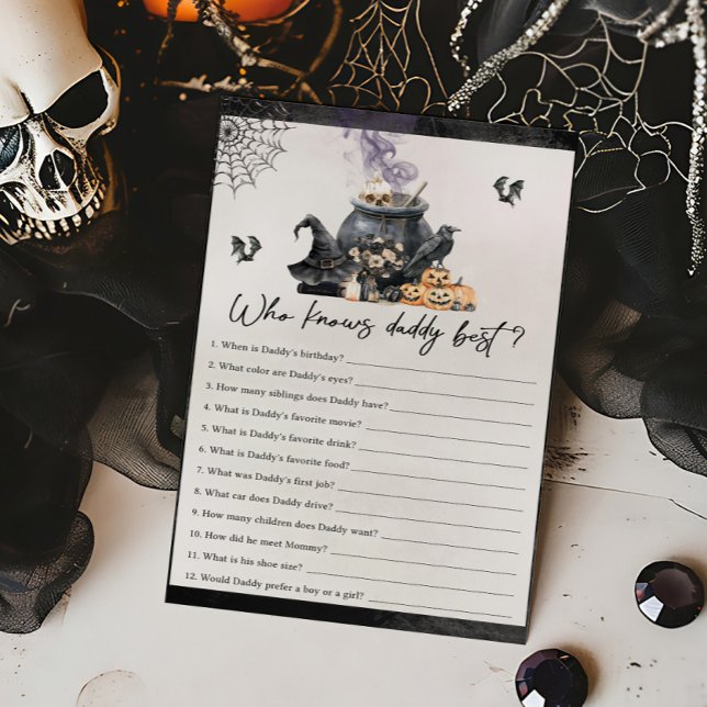 Witch Cauldron Brewing Who Knows Daddy Best Game (A Baby is Brewing Halloween Baby Shower Who Knows Daddy Best Game)