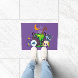 Witch Cauldron Cooking Potion Under The Moonlight Doormat