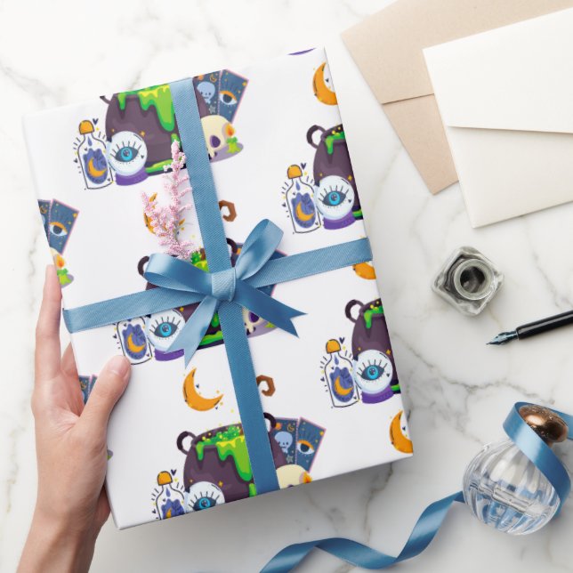 Witch Cauldron Cooking Potion Under The Moonlight Wrapping Paper (Gifting)