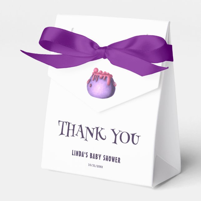 Witch Cauldron Girl Halloween Baby Shower Favor Boxes (Front Side)