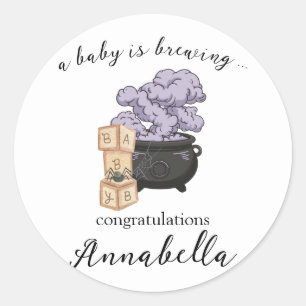 Witch Cauldron Halloween Baby Shower Classic Round Sticker