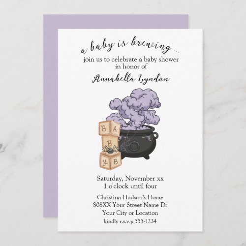 Witch Cauldron Halloween Baby Shower Invitation