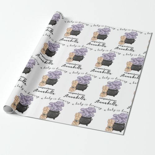 Witch Cauldron Halloween Baby Shower Wrapping Paper