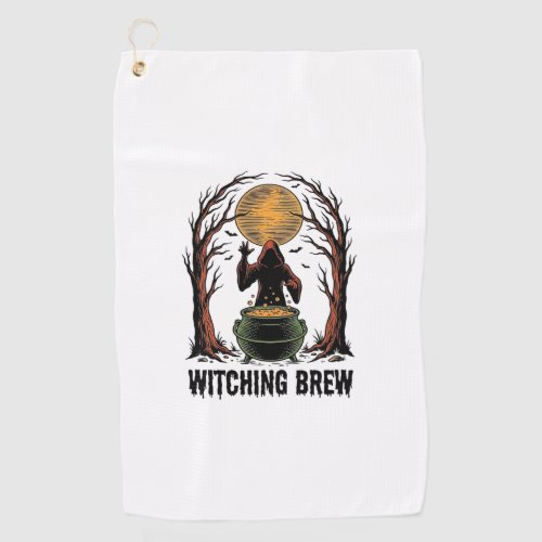 Witch Cauldron Halloween Vintage Engraving Shirt_1 Golf Towel
