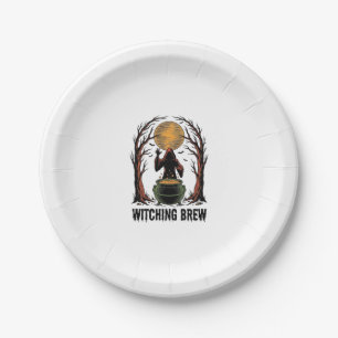 Witch Cauldron Halloween Vintage Engraving Shirt_1 Paper Plates