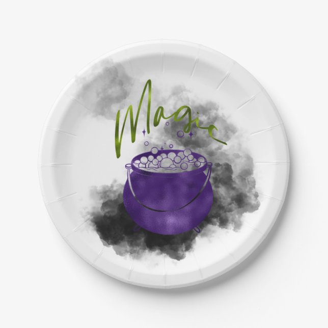 Witch Cauldron Magic Paper Plates (Front)